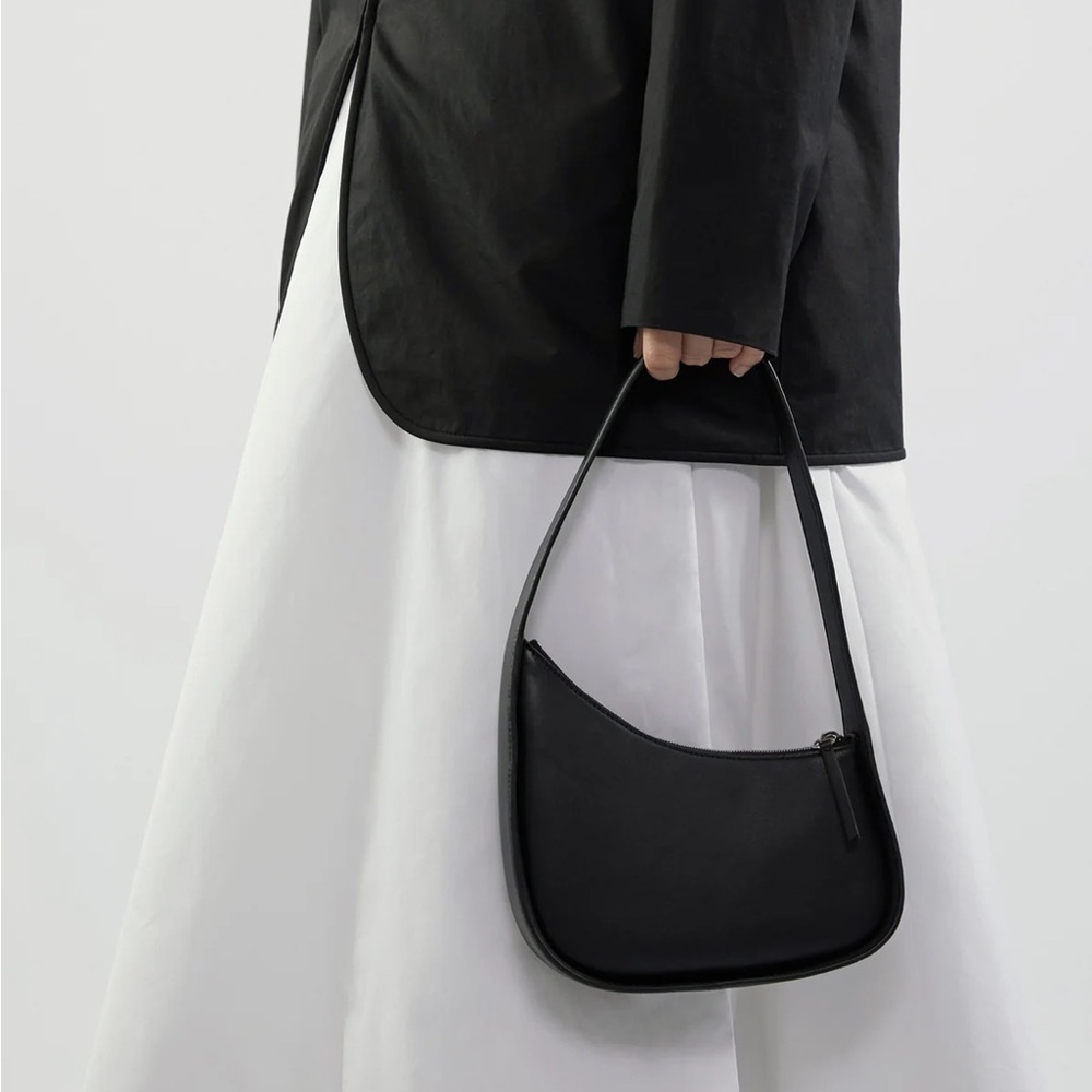 The Row Half Moon Bag - Black Leather